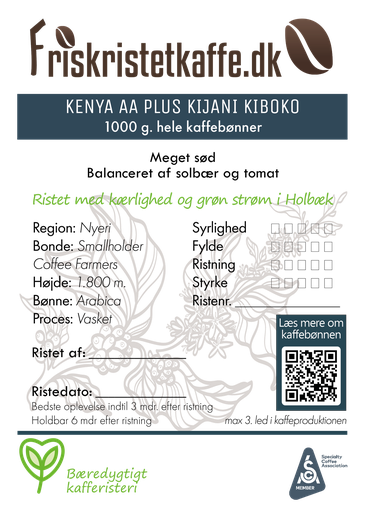 Friskristetkaffe Kenya AA-Plus Kijani Kiboko